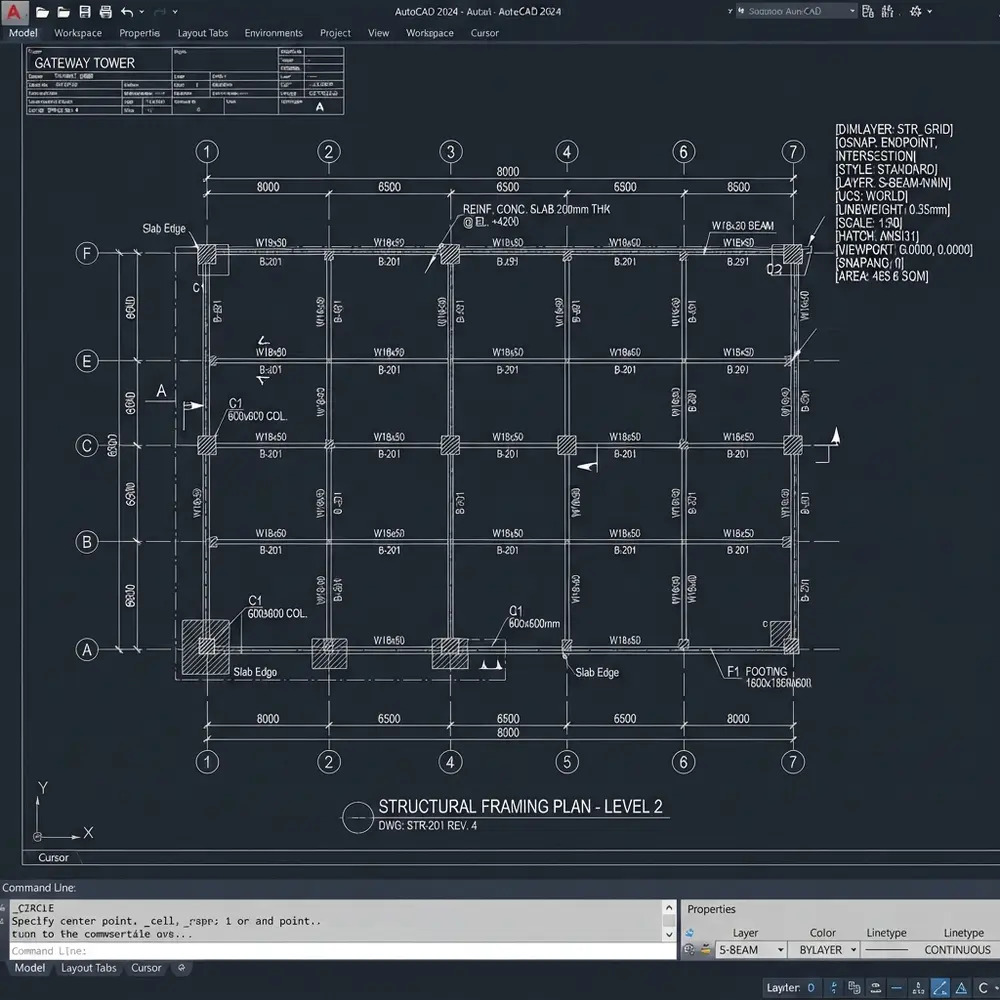 Bản vẽ AutoCAD dùng để kiểm tra lệnh AutoLISP